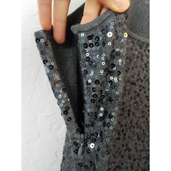 Ann Taylor Gray Knit Full Sequin Dress Small Petite Racetrack Sexy Prom Party - Picture 8 of 13